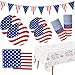 Labrostar 4th of July Decorations Patriotic Party Supplies Disposable Plates Napkins Cups Tablecloth and American Flag Pennant Decor for Fourth of July Independence Veterans Election Memorial Day Serve 25 - Image 3