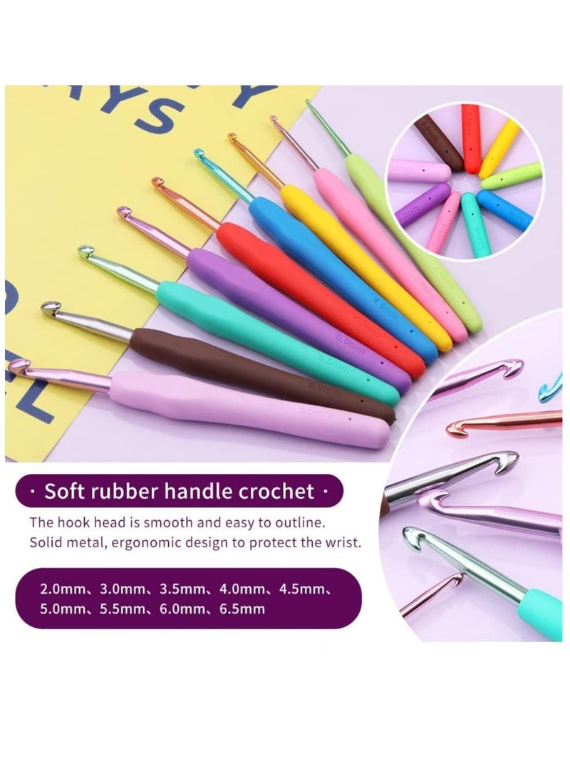 Arabest 87 Pcs Crochet Kit for Beginners, Crochet Starter Kit, Crochet Needles Set with 12 Yarn Balls Plastic Sewing Needles Stitch Marker Storage Bag Knitting Accessories for Adults Beginner Craft  - Image 3