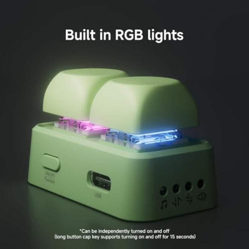 Free2 Bluetooth Page Turner with Built-in RGB Lights, Wireless Controller for Smartphone Tablet and E-Book Readers, TikTok Vertical Video Switcher and Remote Camera Shutter, Green - Image 3