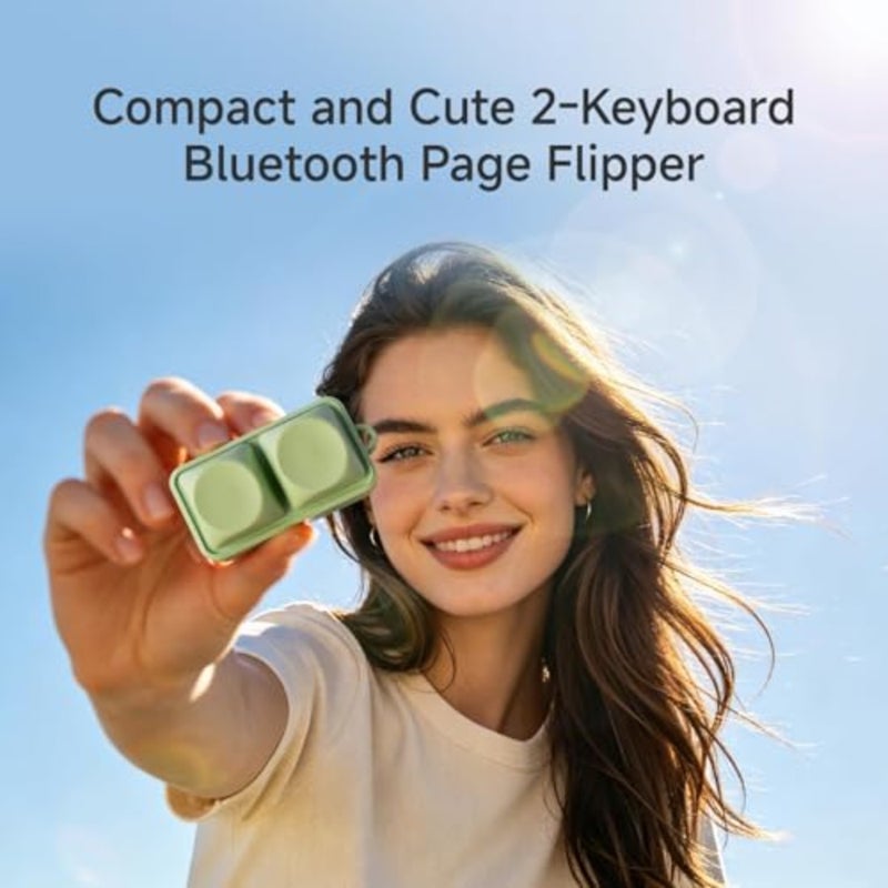 Free2 Bluetooth Page Turner with Built-in RGB Lights, Wireless Controller for Smartphone Tablet and E-Book Readers, TikTok Vertical Video Switcher and Remote Camera Shutter, Green - Image 2