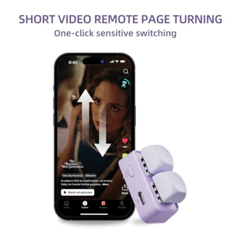 Free2 Bluetooth Page Turner with Built-in RGB Lights, Wireless Controller for Smartphone Tablet and E-Book Readers, TikTok Vertical Video Switcher and Remote Camera Shutter, Green - Image 4