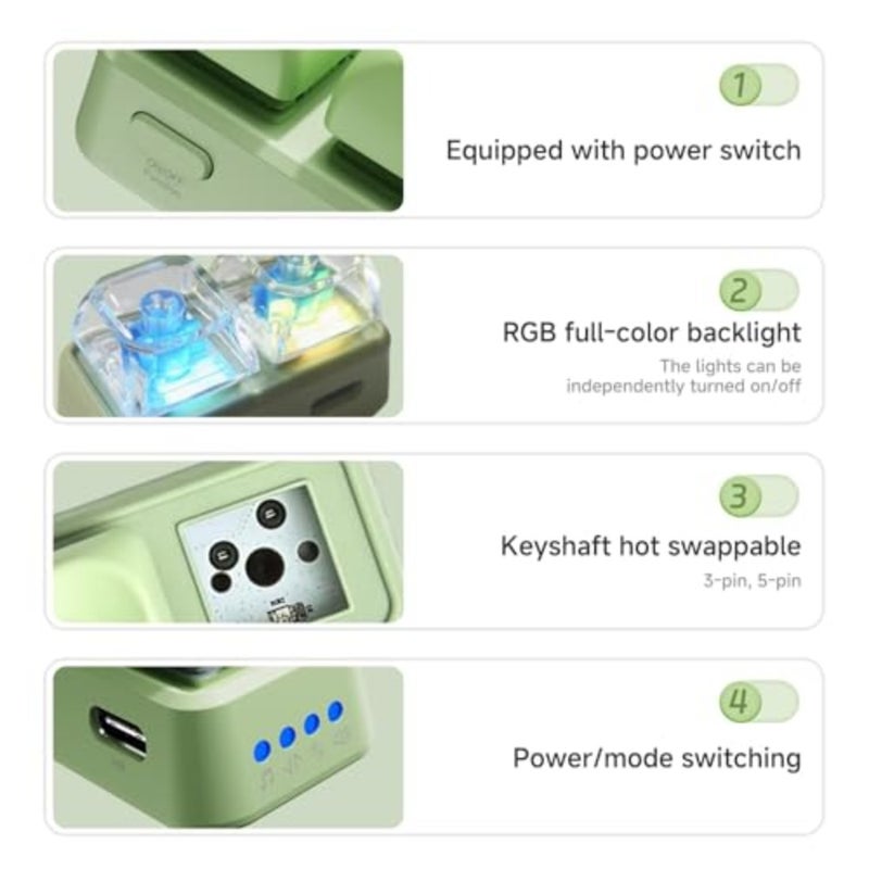 Free2 Bluetooth Page Turner with Built-in RGB Lights, Wireless Controller for Smartphone Tablet and E-Book Readers, TikTok Vertical Video Switcher and Remote Camera Shutter, Green - Image 5