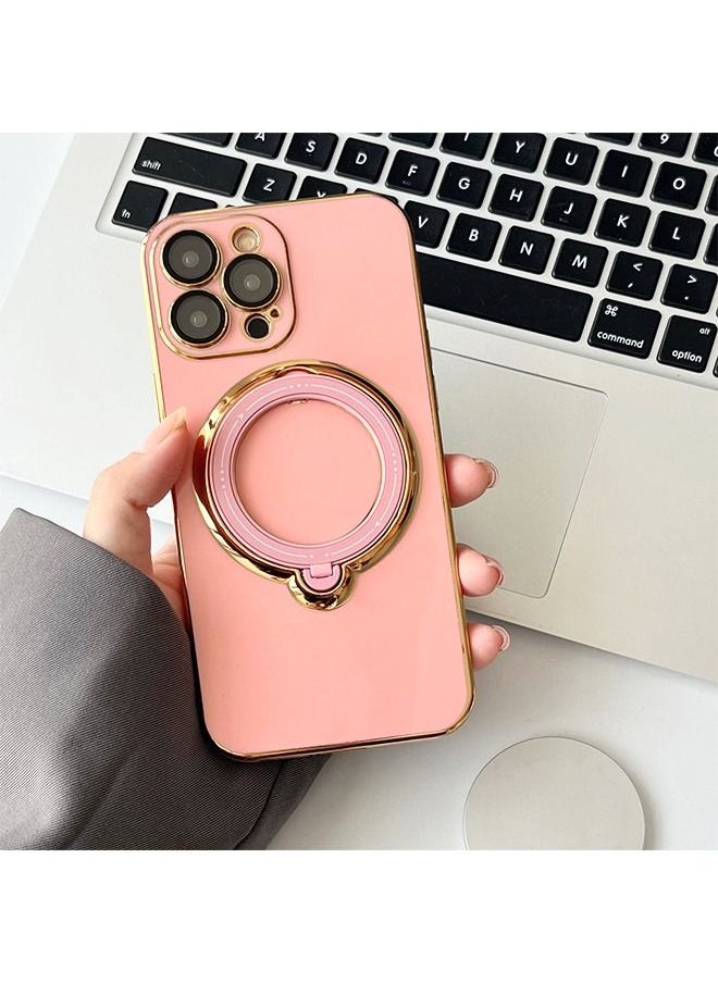 Generic - iPhone 15 Pro Case Cover with 360° Rotatable Ring Stand Women Luxury Plating Soft Silicone Magsafe Shockproof Protective Back Cover with Camera Lens Protectors Support Wireless Charging - Image 1