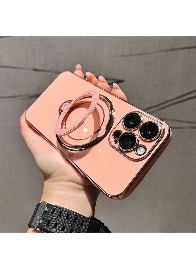 Generic - iPhone 15 Pro Case Cover with 360° Rotatable Ring Stand Women Luxury Plating Soft Silicone Magsafe Shockproof Protective Back Cover with Camera Lens Protectors Support Wireless Charging - Image 1