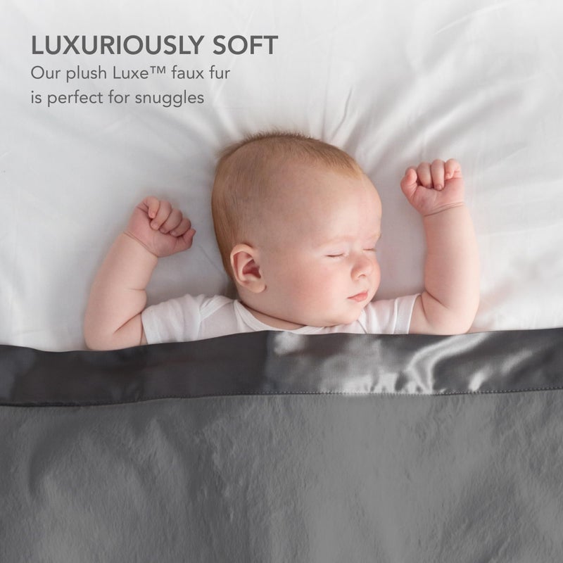 Little Giraffe Baby Blanket - Luxe Soft Blanket with Satin Trim - Baby Stroller Blanket - Newborn Baby Essentials & Baby Gifts - 29x35" - Charcoal - Image 2