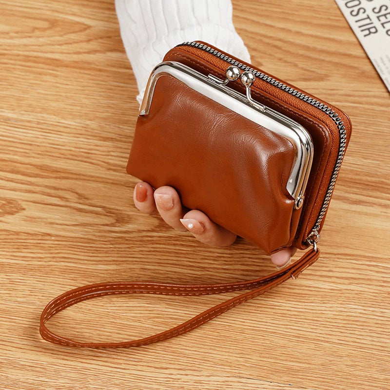 Retro Style Clip Bag Personalized Mini Multi-Compartment Card Slot Card Bag Coin Bag Hand-Held Small Bag - Image 1