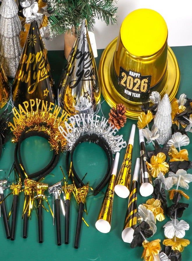 Atonofun 2026 New Years Eve Party Supplies for 20 Guests, 48 Pcs New Year Eve Party Hats and Horns, Headband, Tattoos, Blowouts, Leis 2026 New Year Party Favors - Image 4