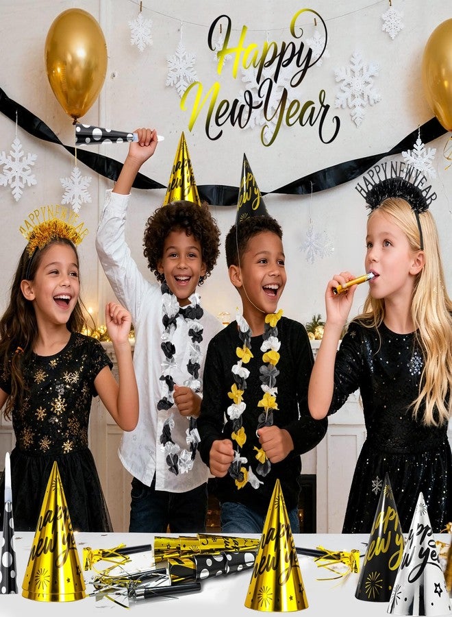 Atonofun 2026 New Years Eve Party Supplies for 20 Guests, 48 Pcs New Year Eve Party Hats and Horns, Headband, Tattoos, Blowouts, Leis 2026 New Year Party Favors - Image 5