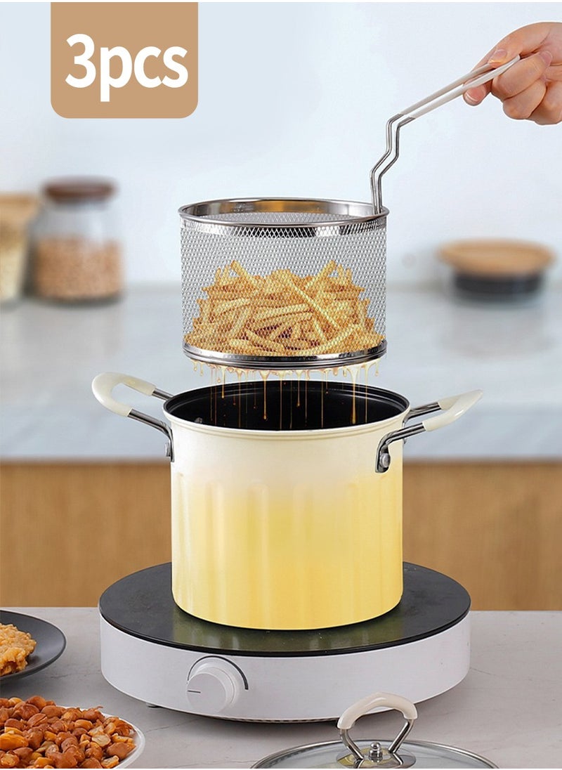 Deep fryer with strainer basket, Tempura frying pan, Frying pan with anti-scald silicone handle, Deep frying tempura chips, fries, Fish & Chicken, Frying pan for outdoor party, family restaurant - pzsku/Z8C983C3A5E38C504C8F2Z/45/_/1723720157/cbea618d-e114-4b63-847c-4cab7b852aad