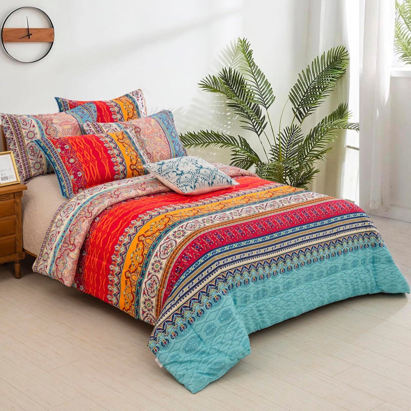 Goodidea Striped Bohemian Comforter Set King Size 3 Pieces Boho Hippie Geometric Bedding Set Soft Breathable Reversible Microfiber Boho Comforter with 2 Pillowcases(20"x36") - Image 3
