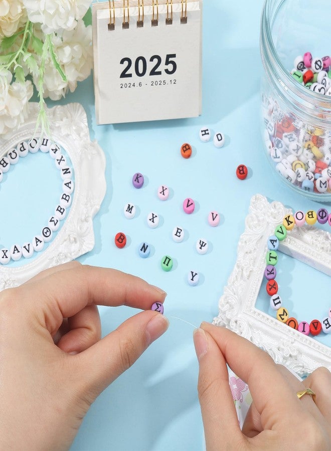 CHGCRAFT 400 Pcs 2 Colorled Greek Alphabet Bead Stretch Bracelets Making Kits with Clear Elastic Crystal Thread for Jewelry Making DIY Necklace Bracelet - Image 4