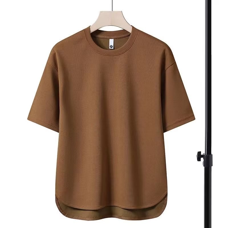 Summer New Short-sleeved T-shirt Men's Simple Casual Pullover Half-sleeved plus size Top Solid Color Round Neck All-match Trendy T-shirt - Image 1