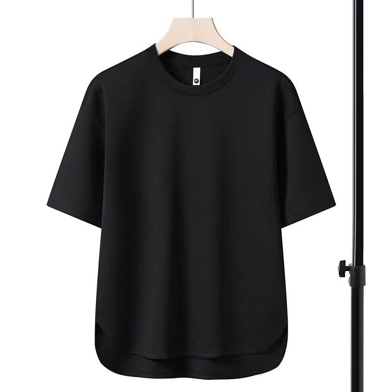 Summer New Short-sleeved T-shirt Men's Simple Casual Pullover Half-sleeved plus size Top Solid Color Round Neck All-match Trendy T-shirt - Image 4