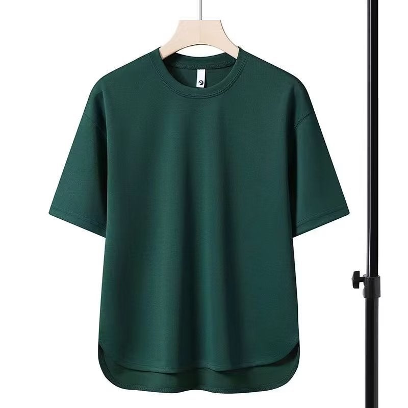 Summer New Short-sleeved T-shirt Men's Simple Casual Pullover Half-sleeved plus size Top Solid Color Round Neck All-match Trendy T-shirt - Image 2