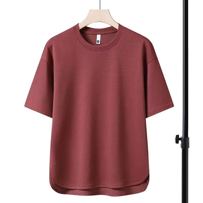 Summer New Short-sleeved T-shirt Men's Simple Casual Pullover Half-sleeved plus size Top Solid Color Round Neck All-match Trendy T-shirt - Image 3