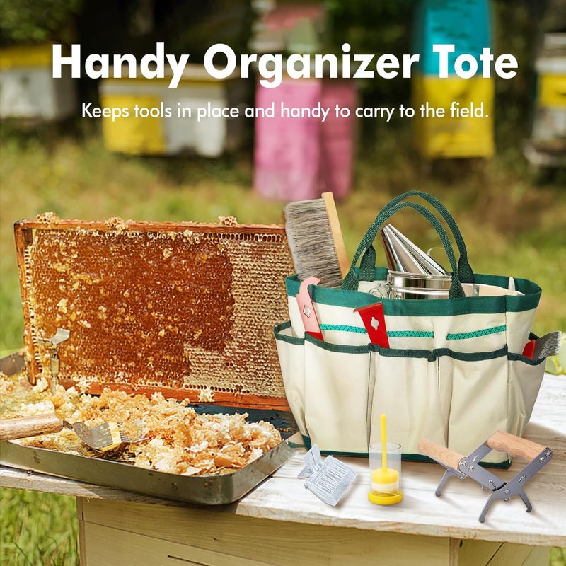 BeeCastle 14 Pcs Beekeeping Tools Starter Kit, Bee Keeping Supplies-All Bee Hive Tools Kit with Organizer Tote and Beekeeping Gloves for Beginners and pro Beekeepers - Image 5