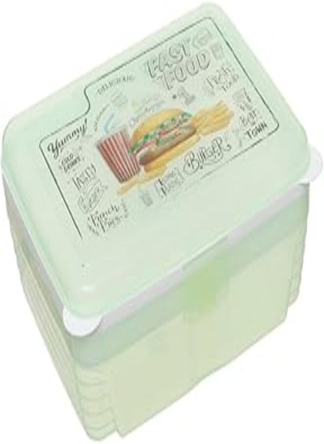 Generic Plastic Lunch Box Divided Inside Sealed For Kids - Light Green -Es-Ma-66 