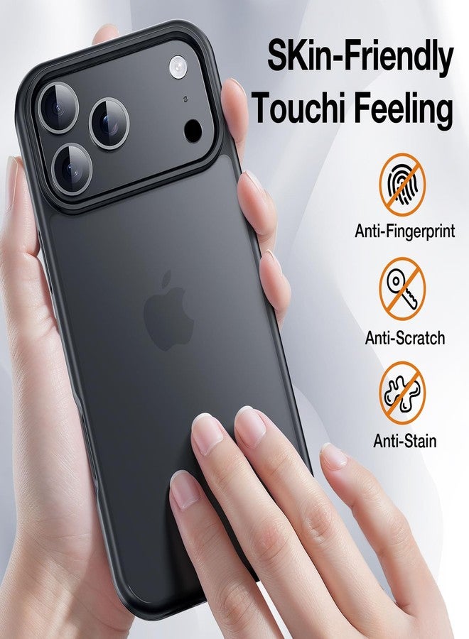 جراب Yriklso 3 في 1 لهاتف iPhone 17 Pro، يتضمن واقي شاشة وعدسة كاميرا، مقاوم للصدمات، حماية من السقوط بمعايير عسكرية، غطاء خلفي صلب رفيع وشفاف، أسود - Image 3