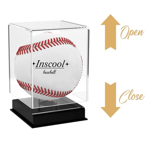 Inscool Acrylic Baseball Display Case UV Protected Clear Display Cube Memorabilia Baseball Case Rounded Base - Image 3