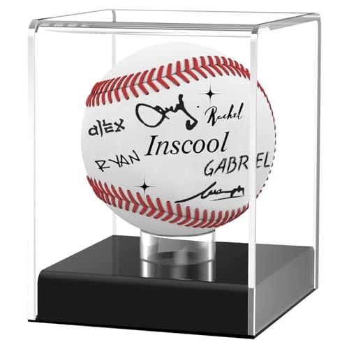 Inscool Acrylic Baseball Display Case UV Protected Clear Display Cube Memorabilia Baseball Case Rounded Base - Image 1