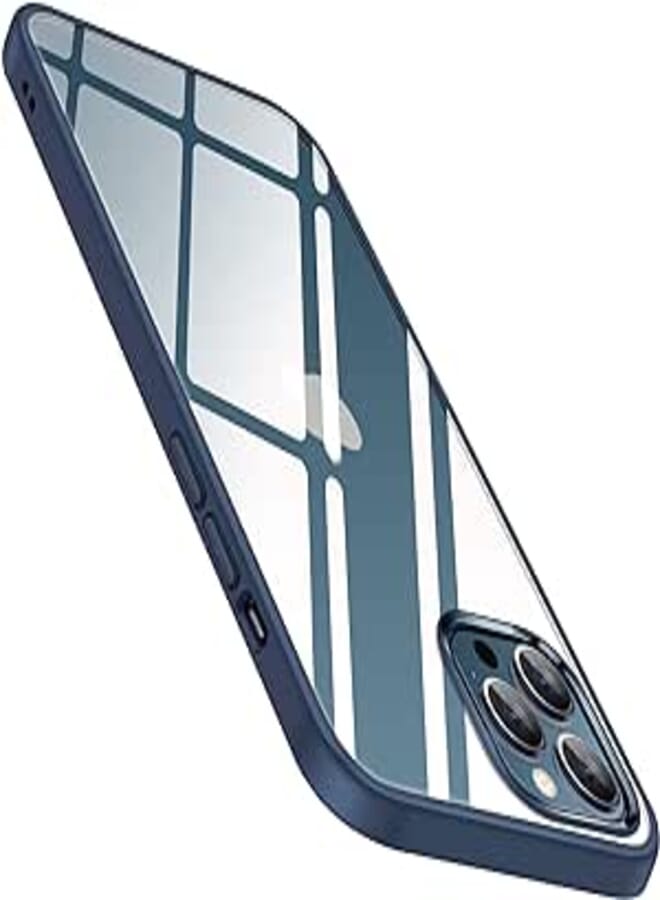 Amizee Compatible with iPhone 12 Pro Max Case Non-Yellowing Crystal Clear Back Protective Cover Slim Thin Phone Case for iPhone 12 Pro Max (Blue)