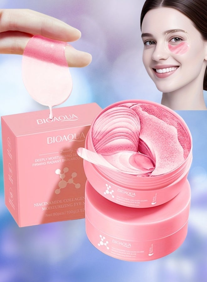 BIOAQUA 80pcs Niacinamide Collagen Glossy Moisturizing Eye Mask Anti Dark Circle Whitening Anti Wrinkle Moisturizing Anti Aging Eye Patches Hydrating Under Eye Gel Patches for Puffy Eyes - Image 1