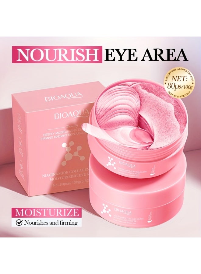 BIOAQUA 80pcs Niacinamide Collagen Glossy Moisturizing Eye Mask Anti Dark Circle Whitening Anti Wrinkle Moisturizing Anti Aging Eye Patches Hydrating Under Eye Gel Patches for Puffy Eyes - Image 3