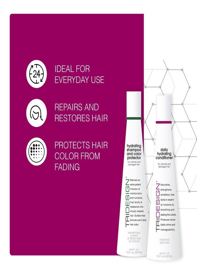 TRIDESIGN TRI Design Hydrating Shampoo & Conditioner Set - Sulfate Free Shampoo & Conditioner for Dry & Damaged Hair - Protect, Repair, and Moisturize Curly, Straight, Wavy, and Color-Treated Hair - 10.5 Ounce - Image 2
