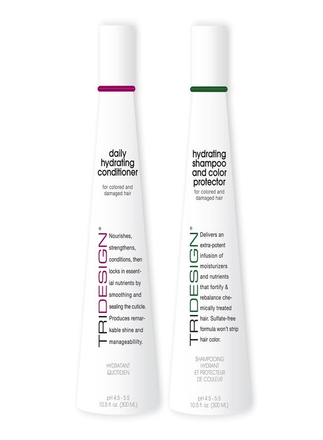 TRIDESIGN TRI Design Hydrating Shampoo & Conditioner Set - Sulfate Free Shampoo & Conditioner for Dry & Damaged Hair - Protect, Repair, and Moisturize Curly, Straight, Wavy, and Color-Treated Hair - 10.5 Ounce - Image 1