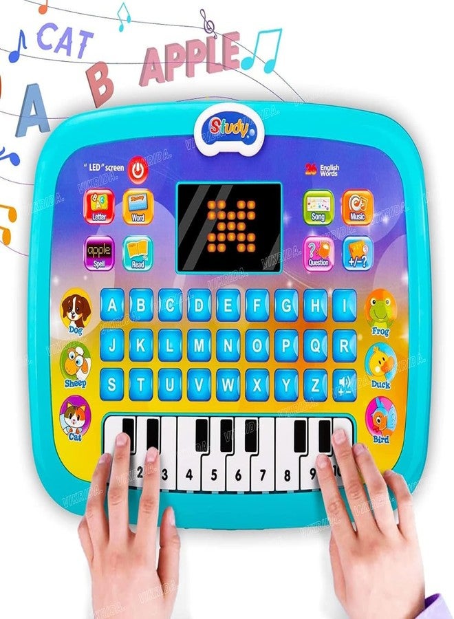 VikriDA Educational Learning Kids Laptop Tablet Computer Plus Piano with led Screen Music Fun Toy Activities for Kids Toddlers to Learn Alphabet ABC/Numbers/Words (Age 1-6 Year Old) - Image 1