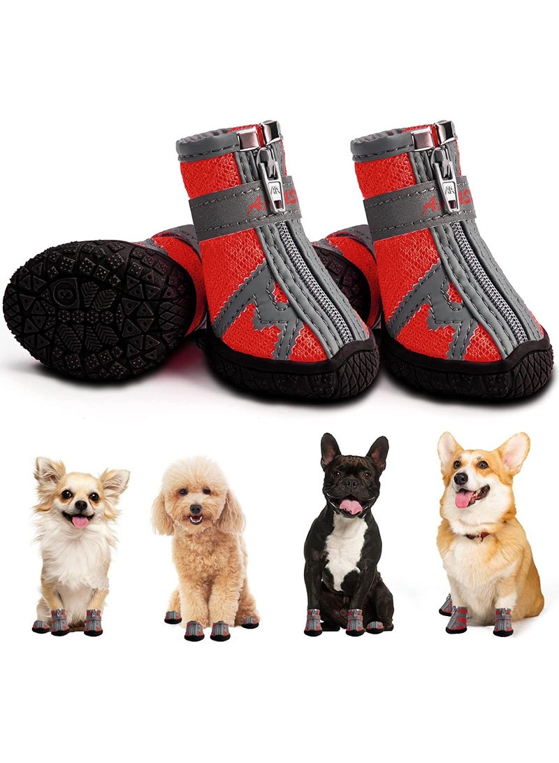 Breathable Small Dog Shoes for Hot Pavement, 4PCS Dog Booties Paw Protector for Small  Medium Dogs (#4: 1.89x1.69 for 17.0-22.9 lbs) - Image 1