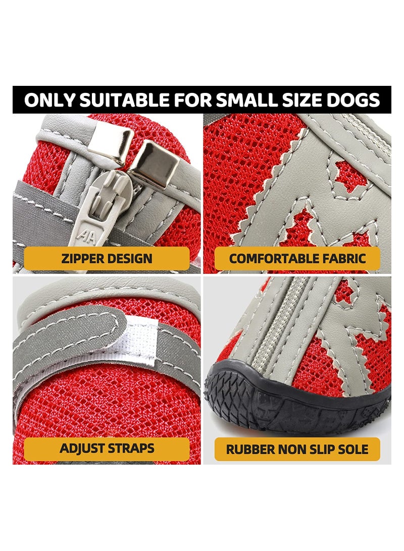 Breathable Small Dog Shoes for Hot Pavement, 4PCS Dog Booties Paw Protector for Small  Medium Dogs (#4: 1.89x1.69 for 17.0-22.9 lbs) - Image 3