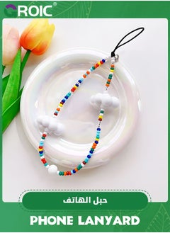 GROIC Colorful Cloud Beaded Mobile Phone Lanyard, Coloured Glaze Beaded Phone Chain, Anti-Lost Girly Style Wrist Strap Creative Phone Neck Bracelet Decorative Accessories  - Image 5