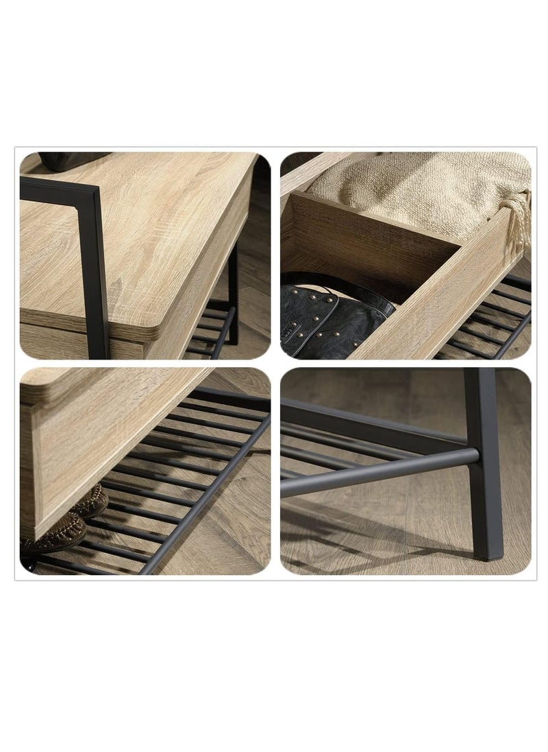 Royal Polar RoyalPolar Industrial Style Shoe Changing Stool， Entryway Lift Top Shoe Storage Bench in Dining Room,Entryway Bench with Shoe Rack  - Image 4