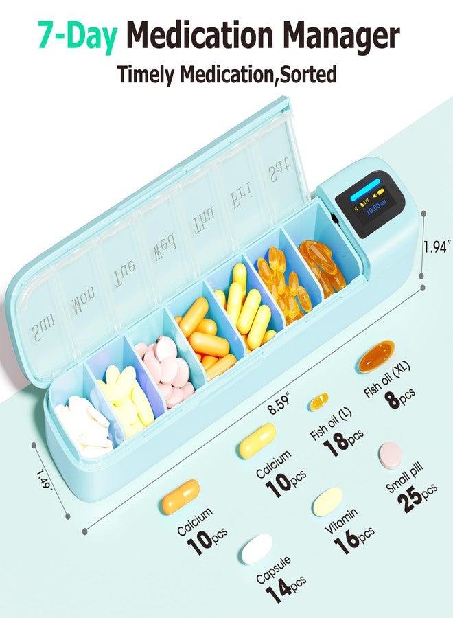 Daviky Smart Pill Organizer with Alarm, Bluetooth Daily Once a Day Pill Box 7 Day with APP, Weekly Travel Pill Case, Portable Pill Reminder for Medicines, Supplements and Vitamins(Green) - Image 2