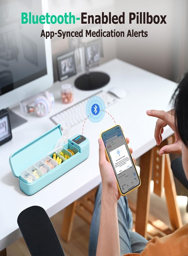 Daviky Smart Pill Organizer with Alarm, Bluetooth Daily Once a Day Pill Box 7 Day with APP, Weekly Travel Pill Case, Portable Pill Reminder for Medicines, Supplements and Vitamins(Green) - Image 3