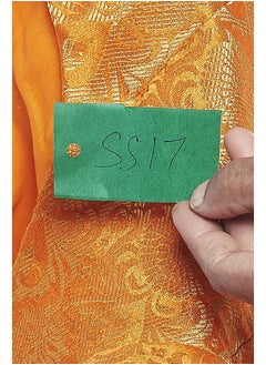 Studio Shringaar Studio Shringaar Women's Benaras Brocade Short Sleeves Readymade Saree Blouse,(Orange,36)  - Image 5