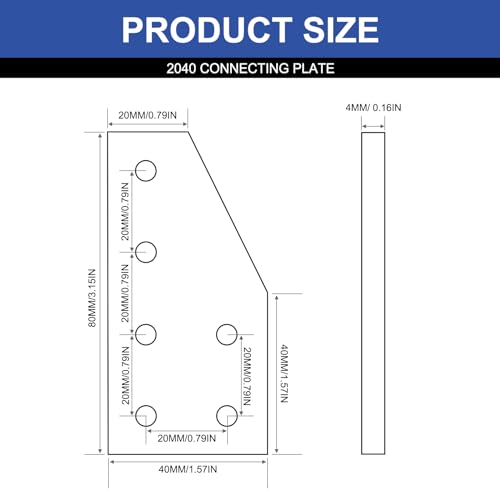 Seekliny 12pcs 2040 Aluminum Extrusion Joint Plate Connector Corner L Bracket 6Hole 2040 V Slot Hardware T Slotted Accessories with T Nuts and Screws for Aluminum Profile 3D Printer Frame Part Black - Image 3