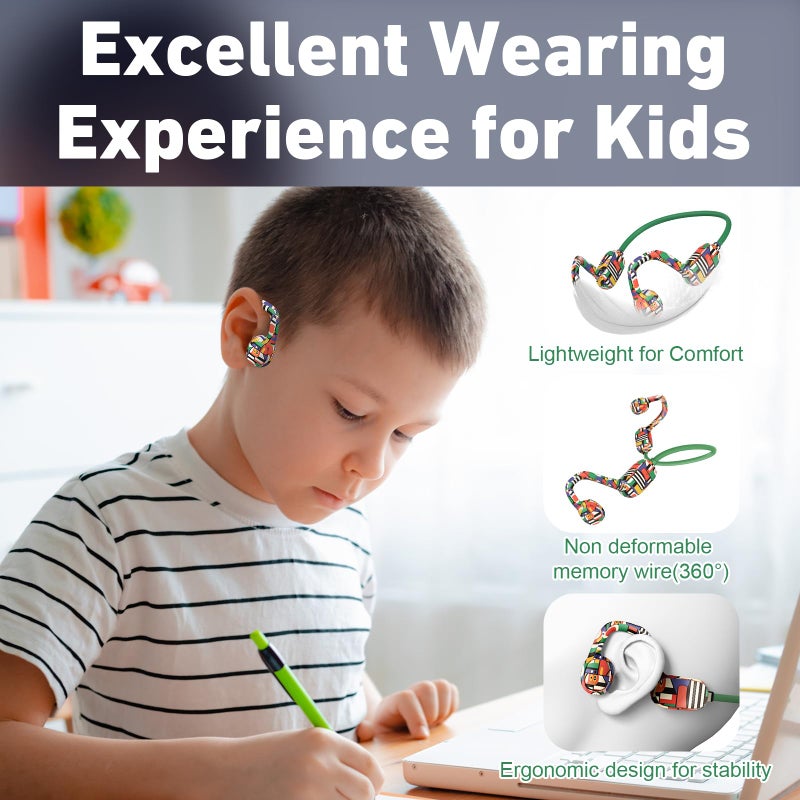 Mehomeli Kids Headphones, Bluetooth 5.2 Air Conduction Open Ear Headphones, 85dB Volume Limiting-Yellow - Image 3