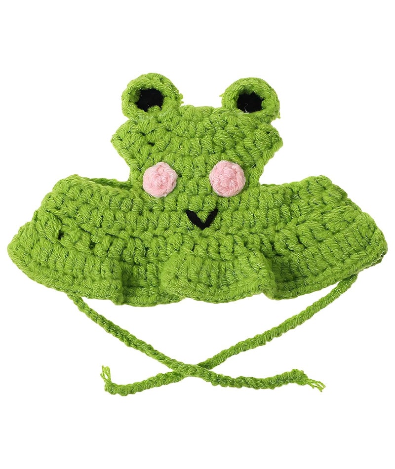 squishy Cat Hat, Dog Hat, Cat Costume Rabbit Ear Headwear for Christmas Cosplay, Soft Knit Warm Pet Accessory (Green) - Image 1
