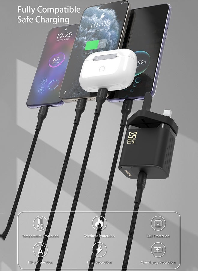 دوداو شاحن PD 25W GaN فائق السرعة، شاحن حائط USB C سريع الشحن مع محول طاقة مع حماية أمان من 9 طبقات، وتحكم في درجة الحرارة المنخفضة والسخونة الزائدة، والهواتف، وأجهزة iPad، وأجهزة الكمبيوتر المحمولة، والمزيد - Image 5
