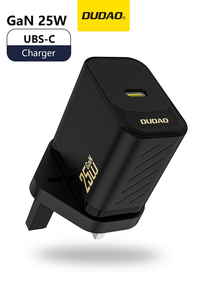 دوداو شاحن PD 25W GaN فائق السرعة، شاحن حائط USB C سريع الشحن مع محول طاقة مع حماية أمان من 9 طبقات، وتحكم في درجة الحرارة المنخفضة والسخونة الزائدة، والهواتف، وأجهزة iPad، وأجهزة الكمبيوتر المحمولة، والمزيد - Image 1