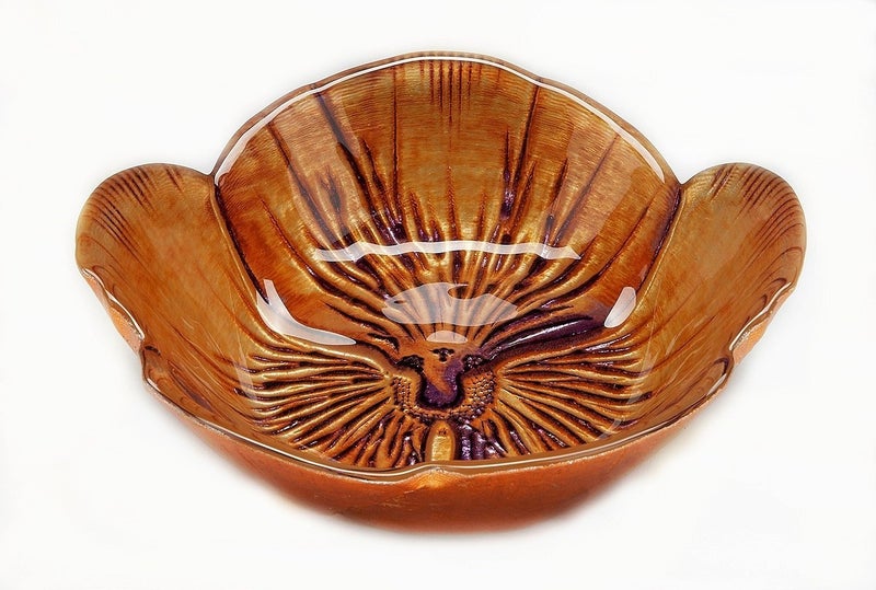 Red Pomegranate Pansy Bowl Copper Purple 6Inch