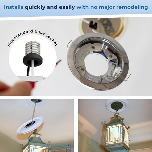 OHLECTRIC Recessed Can Light Conversion Kit to Pendant Lights – Medium Base Converter Compatible with 4”-6” Recessed Can Lights – Ideal for Kitchens, Bedrooms, Offices, and Damp Locations - Image 4