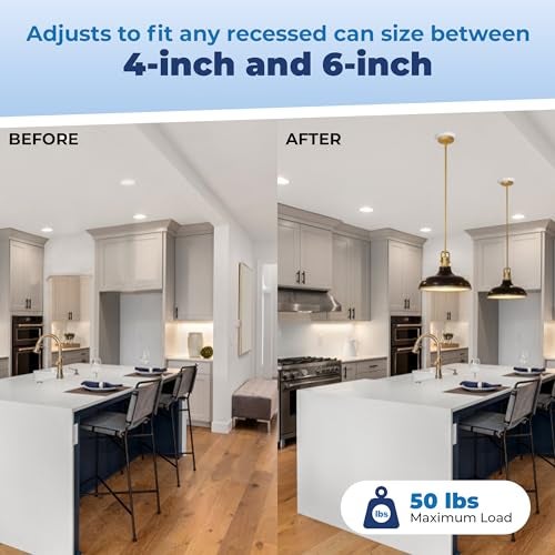 OHLECTRIC Recessed Can Light Conversion Kit to Pendant Lights – Medium Base Converter Compatible with 4”-6” Recessed Can Lights – Ideal for Kitchens, Bedrooms, Offices, and Damp Locations - Image 5
