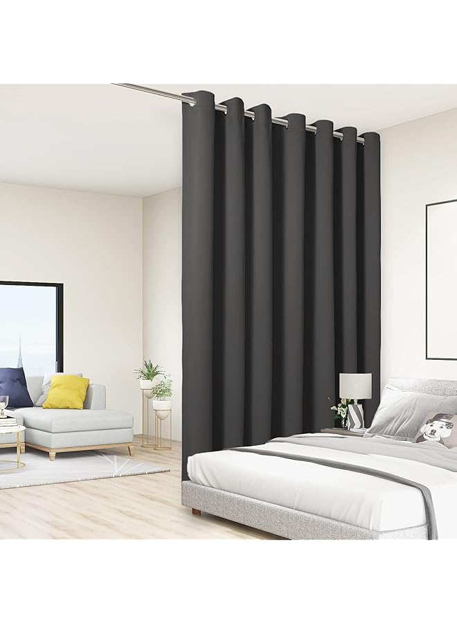 The Bros ستارة فاصل الغرفة للخصوصية التامة جدار عازل حراري للصوت ستائر عريضة للغاية للغرف النوم وغرف المعيشة، 84L x 108W بوصة (7L x 9W قدم)، 1 لوحة، رمادي داكن