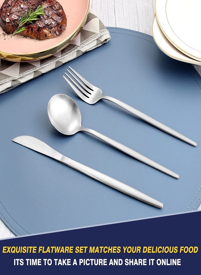 Oliviola 20 Pieces Silverware Set，Matte Stainless Steel Flatware Cutlery Set Service for 4, Stain Finish Kitchen Utensil Set，Include Dinner Knives Forks and Spoons Silverware, Dishwasher Safe - Image 5