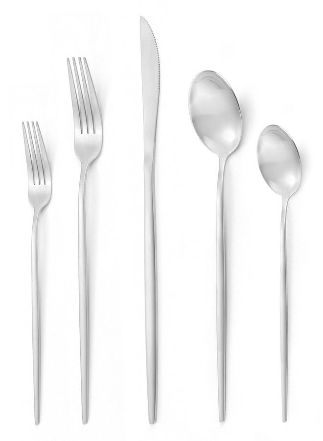 Oliviola 20 Pieces Silverware Set，Matte Stainless Steel Flatware Cutlery Set Service for 4, Stain Finish Kitchen Utensil Set，Include Dinner Knives Forks and Spoons Silverware, Dishwasher Safe - Image 1