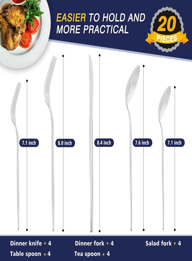 Oliviola 20 Pieces Silverware Set，Matte Stainless Steel Flatware Cutlery Set Service for 4, Stain Finish Kitchen Utensil Set，Include Dinner Knives Forks and Spoons Silverware, Dishwasher Safe - Image 2
