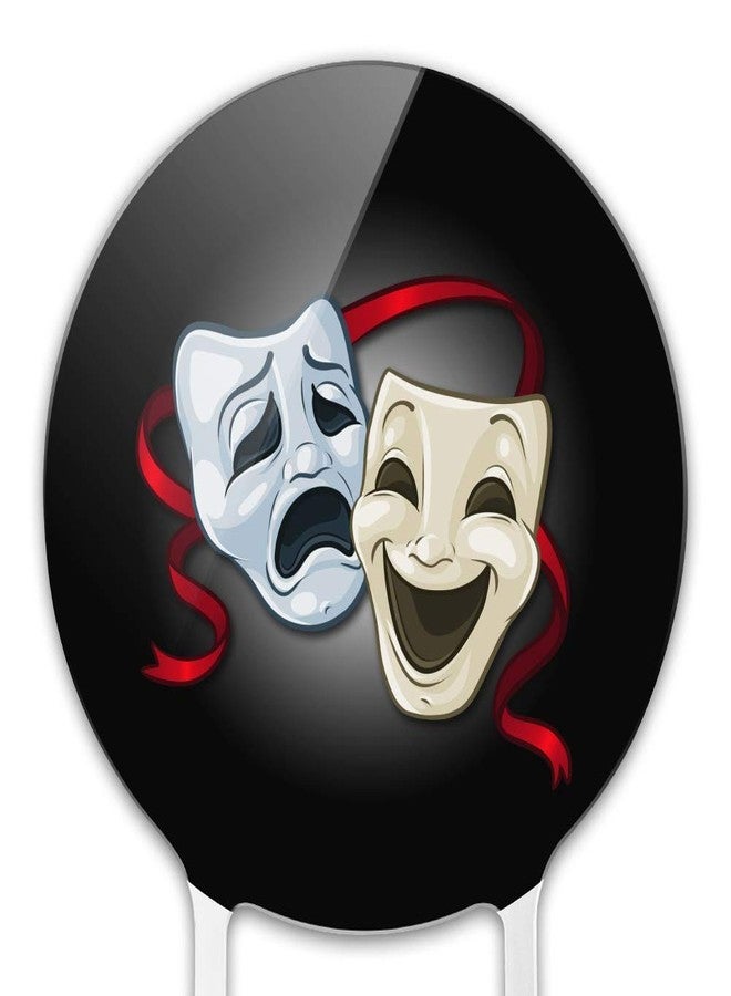 GRAPHICS & MORE Acrylic Drama Comedy Tragedy Masks Theater Cake Topper Party Decoration for Wedding Anniversary Birthday Graduation - Image 3